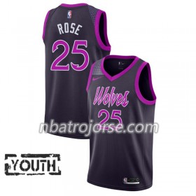 Barn Minnesota Timberwolves Tröja Derrick Rose 25 2018-19 Nike City Edition Lila Swingman